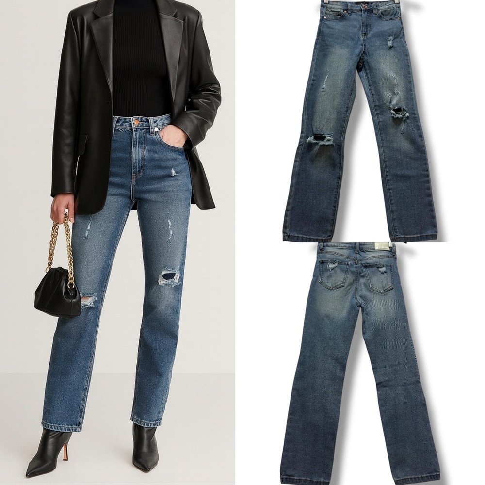 336 Kendall Kylie | EUC Bangladesh High Rise Distressed Straight Jeans (size 26)